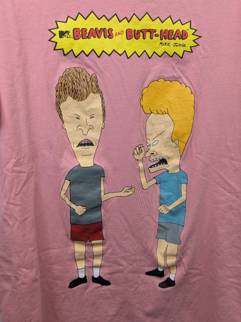 Beavis And Butt-Head M Pink Graphic T-Shirt MTV Mike Judge Retro Style Tee - Picture 2 of 6